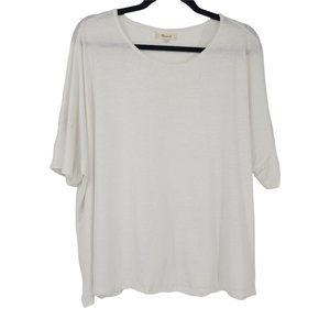 Madewell Raw Edged Hangout Tee In White Linen and Cotton Shirt Sz XXL
